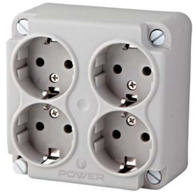 POWER WCD 4-voudig deksel kabeldoos grijs