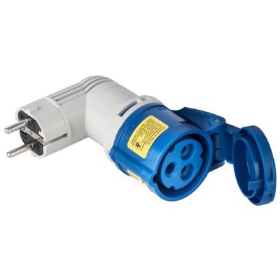 KERAF Verloop Adapter 230V Euro SchuKo CEE 6h blauw haaks