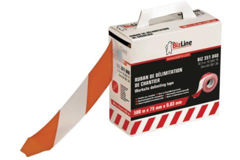 BIZ Afbakeningslint rood / wit 75 mm (500 m)